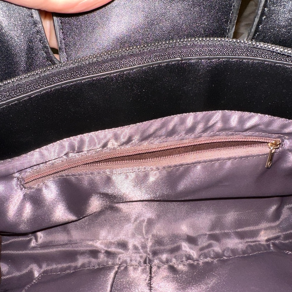 Black Croc-Embossed Shoulder Bag with Top Handle - Picture 4 of 8